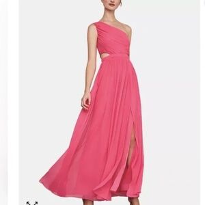 NWOT BCBG MaxAzria Pink One-Shoulder Cut-Out Gown